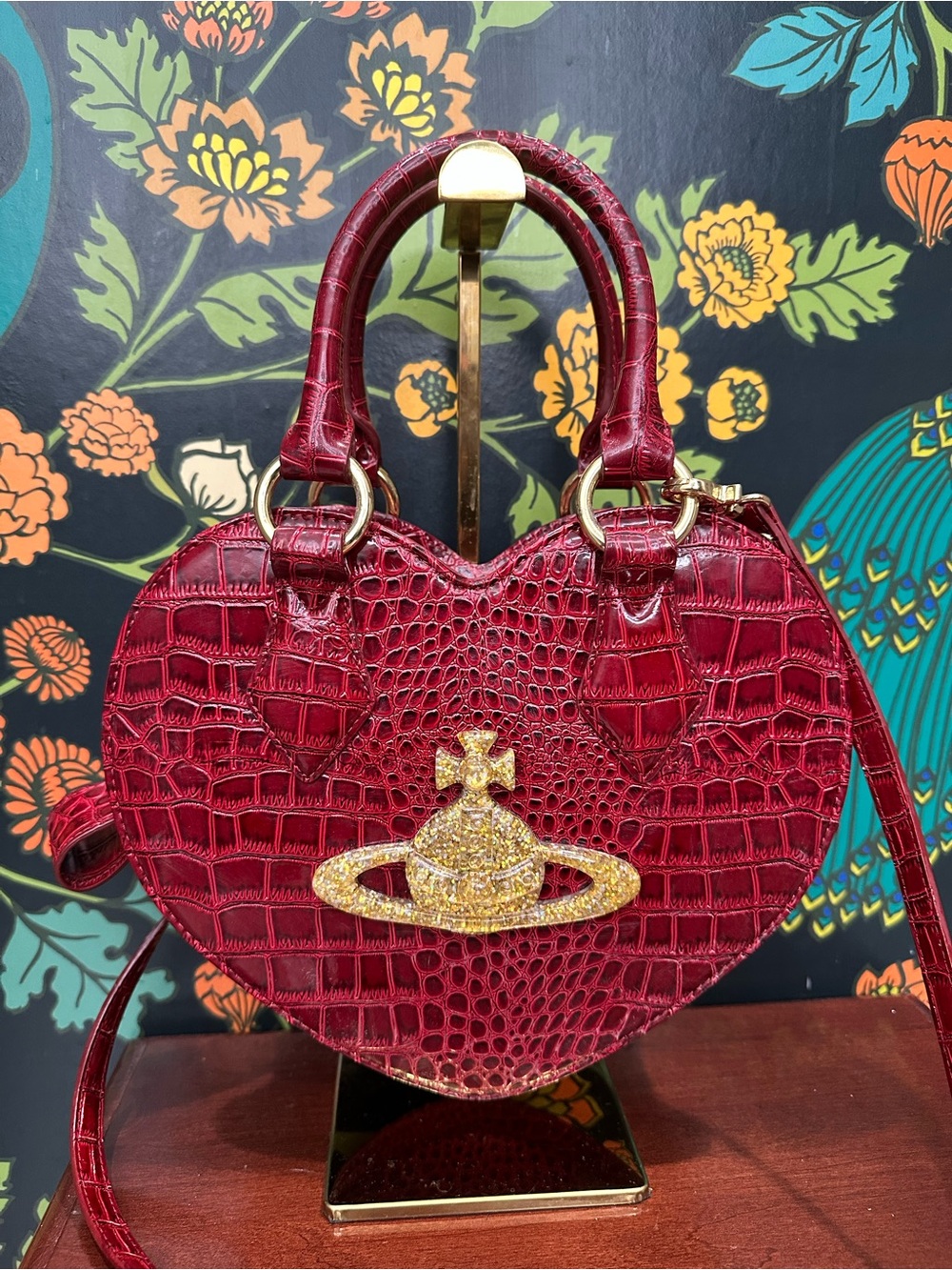 Vivienne Westwood Vintage Chancery Orb Heart Bag Red Croc Embossed Crossbody - Picture 3 of 15